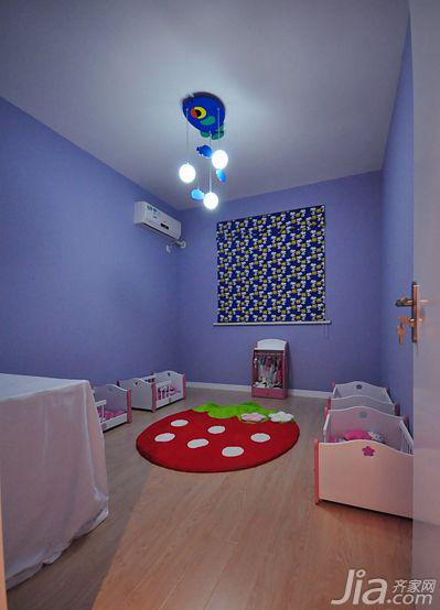 ,三居室装修,120平米装修,现代简约风格,儿童房,紫色,地板