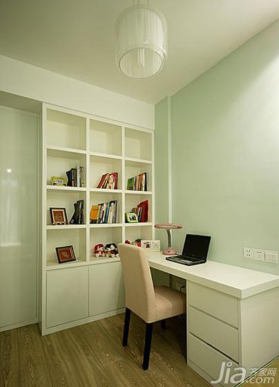 ,三居室装修,130平米装修,现代简约风格,书房,书桌,书柜