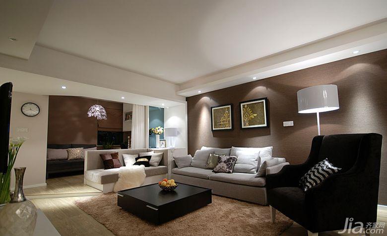 ,三居室装修,130平米装修,现代简约风格,客厅,沙发背景墙,沙发