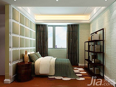 欧式风格,90平米装修,10-15万装修,富裕型装修,卧室,床,床头柜,绿色