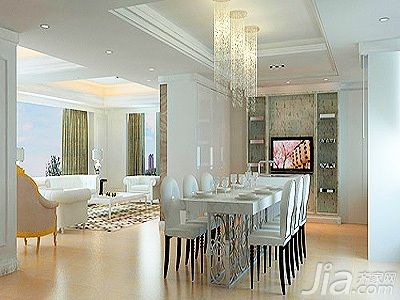 欧式风格,90平米装修,10-15万装修,富裕型装修,餐厅,餐桌,灯具