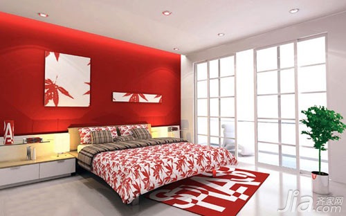 一居室装修,混搭风格,婚房,50平米装修,40平米装修,5-10万装修,富裕型装修,卧室,卧室背景墙,床,床头柜,温馨,红色