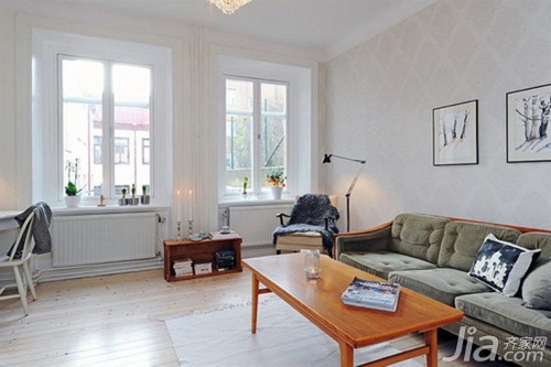 北欧风格,公寓装修,40平米装修,客厅,沙发,茶几,装饰画