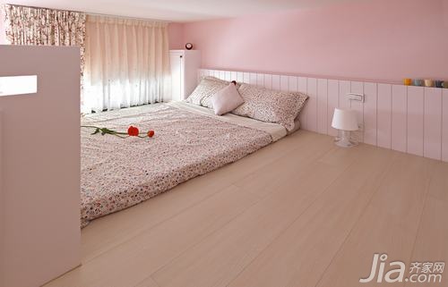 一居室装修,混搭风格,10-15万装修,卧室,粉色,可爱,床,窗帘,卧室背景墙