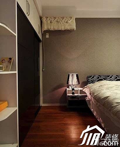 混搭风格,三居室装修,90平米装修,卧室,床,床头柜,灯具,舒适