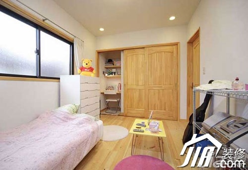 日式风格,经济型装修,70平米装修,小户型装修,卧室,衣柜,书桌
