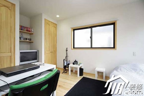 日式风格,经济型装修,70平米装修,小户型装修,电视背景墙,书桌,卧室