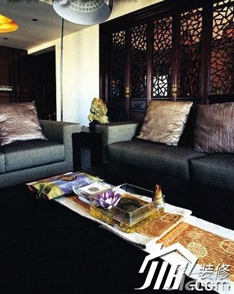 中式风格,110平米装修,复式装修,15-20万装修,客厅,沙发,茶几