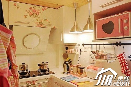 60平米装修,混搭风格,3万-5万装修,厨房,可爱,橱柜,灯具