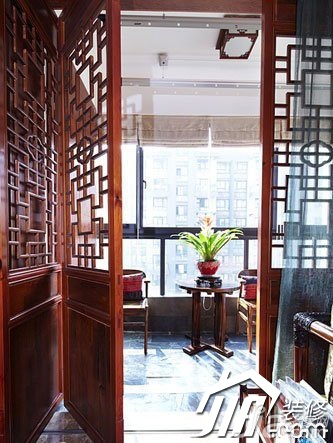 中式风格,二居室装修,3万-5万装修,阳台