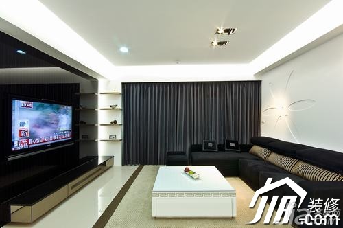 130平米装修,富裕型装修,简约风格,公寓装修,客厅,沙发,茶几,电视背景墙