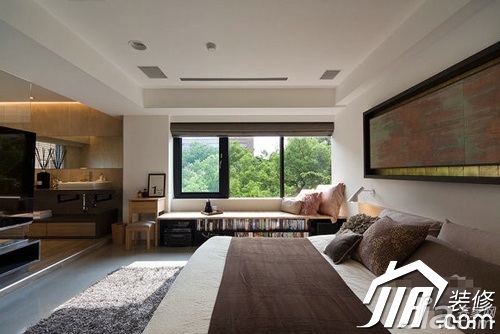公寓装修,富裕型装修,东南亚风格,卧室,简洁,床,地台,卧室背景墙