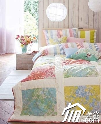 卧室,小清新,床,床头柜,灯具