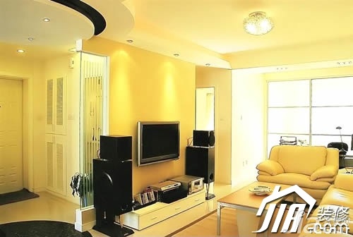 简约风格,富裕型装修,90平米装修,小户型装修,客厅,沙发,茶几,黄色
