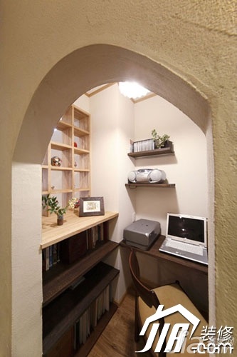 二居室装修,70平米装修,富裕型装修,5-10万装修,混搭风格,工作区,灯具,书桌