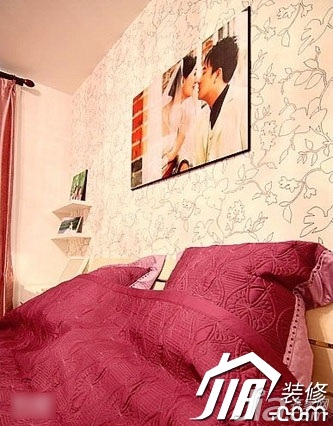 小户型装修,60平米装修,富裕型装修,混搭风格,卧室,简洁,浪漫,床,卧室背景墙