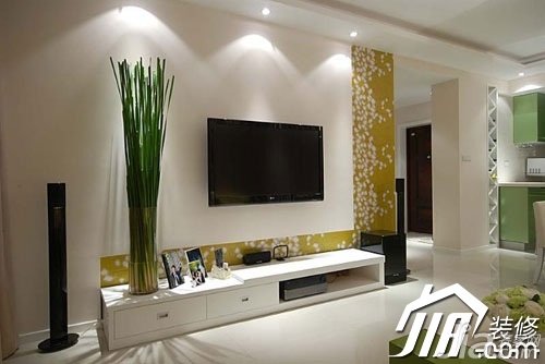 公寓装修,130平米装修,富裕型装修,简约风格,客厅,简洁,电视背景墙,灯具