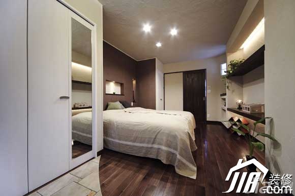 公寓装修,日式风格,富裕型装修,90平米装修,衣柜,卧室,床
