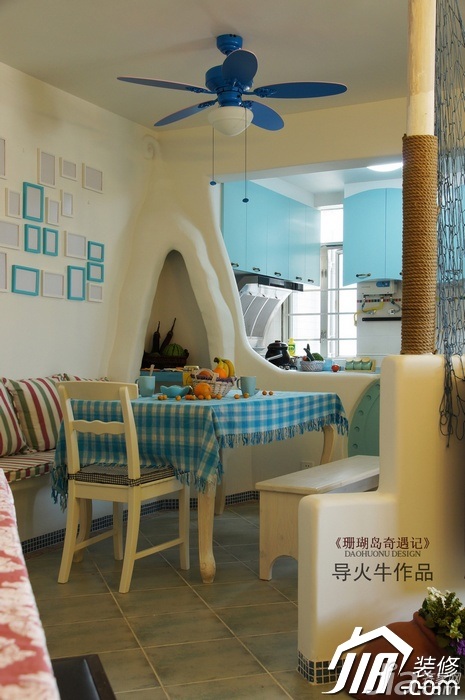 导火牛,地中海风格,富裕型装修,复式装修,餐桌,餐厅