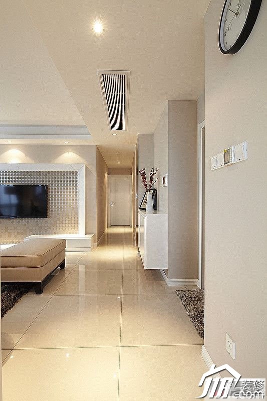 公寓装修,80平米装修,富裕型装修,简约风格,客厅过道