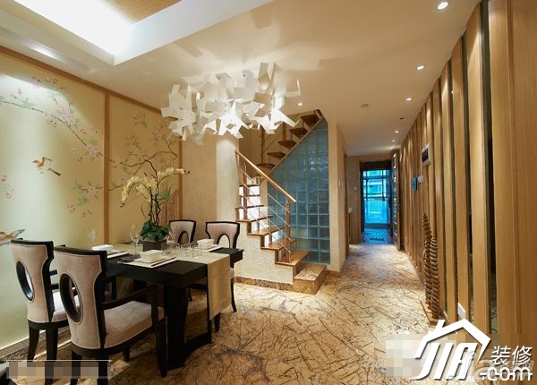 东南亚风格,富裕型装修,90平米装修,公寓装修,餐厅,古典,灯具,餐桌