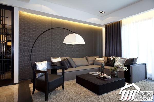 公寓装修,富裕型装修,中式风格,客厅,大气,沙发,茶几,窗帘,灯具