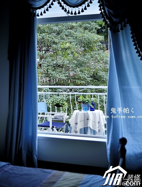 鬼手帕,混搭风格,富裕型装修,复式装修,窗帘,壁纸