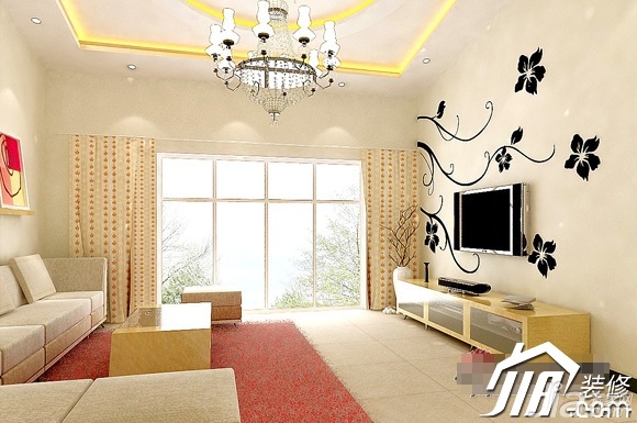简约风格,经济型装修,110平米装修,公寓装修,客厅,灯具,电视背景墙,电视柜,茶几,简洁