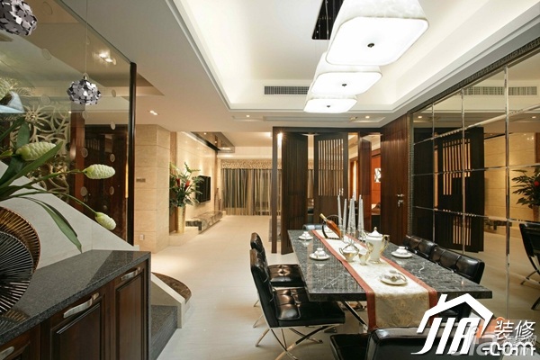 富裕型装修,欧式风格,混搭风格,复式装修,餐厅,餐桌,灯具