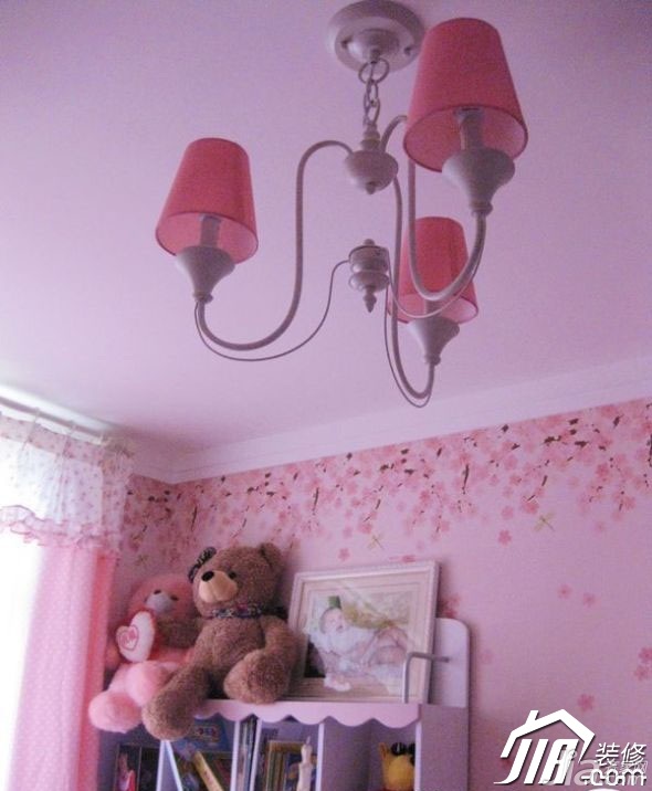 70平米装修,二居室装修,美式乡村风格,粉色,可爱,灯具,壁纸