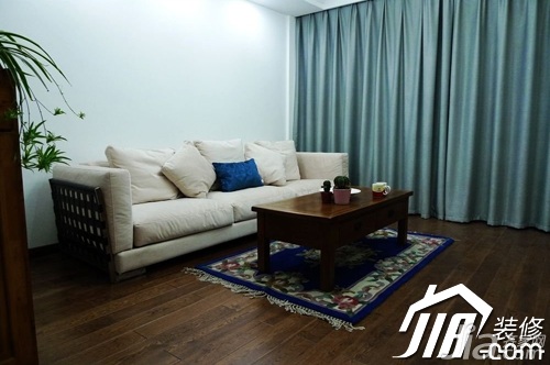 公寓装修,120平米装修,富裕型装修,美式乡村风格,客厅,沙发,茶几,窗帘