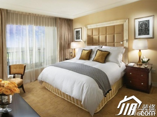 卧室,公寓装修,富裕型装修,混搭风格,卧室,床,床头软包,床头柜,灯具,舒适