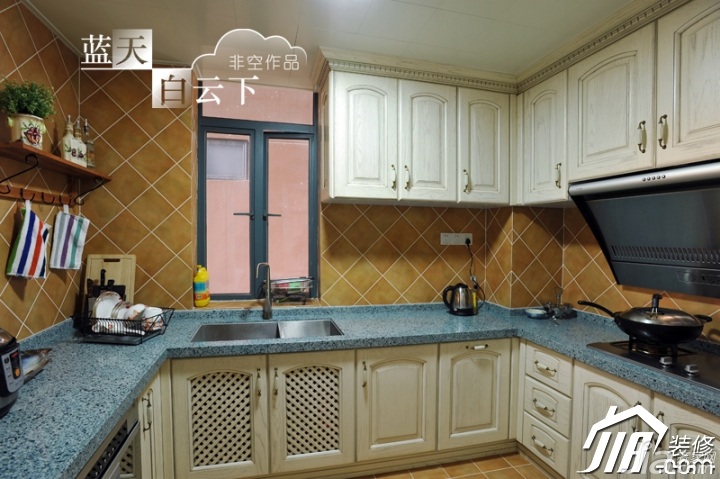 非空,别墅装修,田园风格,20万以上装修,厨房,橱柜,原木色,温馨田园