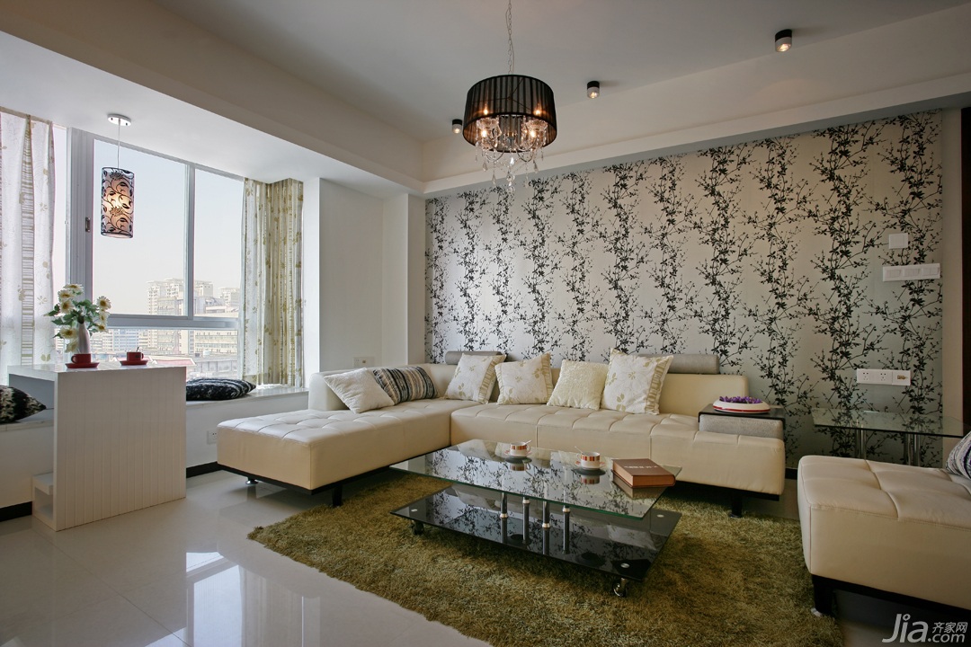 中式风格,简约风格,富裕型装修,公寓装修,客厅,沙发,茶几,窗帘,灯具