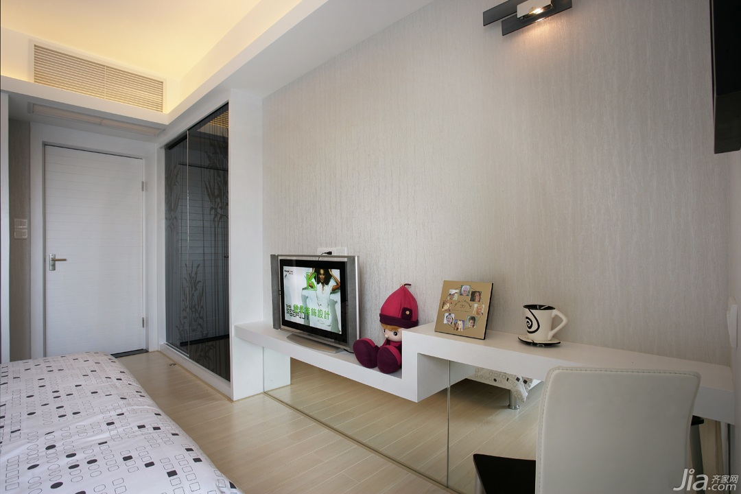 中式风格,简约风格,富裕型装修,公寓装修,卧室,床,电视柜