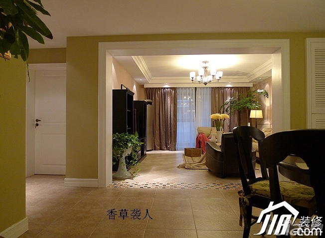 美式乡村风格,富裕型装修,120平米装修,公寓装修,客厅,灯具