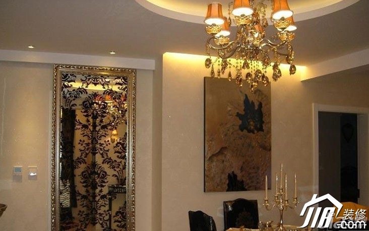 中式风格,15-20万装修,富裕型装修,120平米装修,复式装修,餐厅,餐桌,灯具
