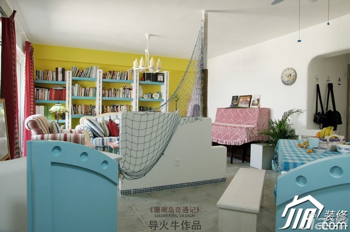 导火牛,地中海风格,富裕型装修,110平米装修,公寓装修,客厅,隔断,另类