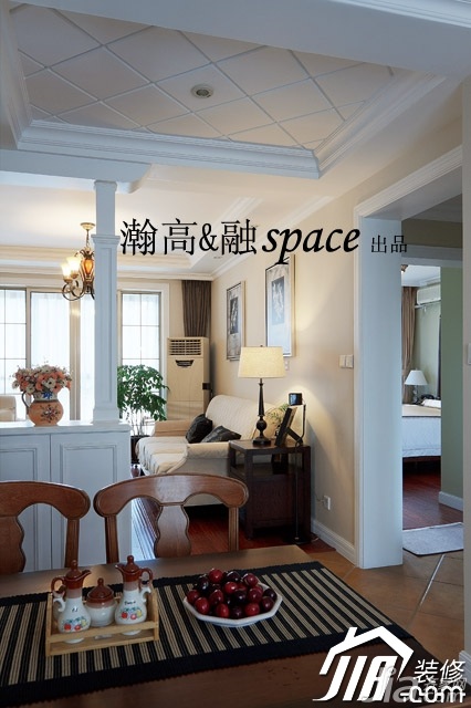 大气,白色装修,小户型装修,富裕型装修,欧式风格,餐厅,餐桌,灯具,白色,瀚高&融设计