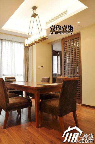 二居室装修,富裕型装修,简约风格,餐厅,餐桌,灯具,餐厅隔断,一九一七设计