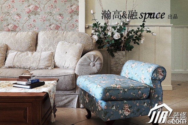 公寓装修,美式乡村风格,富裕型装修,小清新,暖色调装修,客厅,沙发,瀚高&融设计