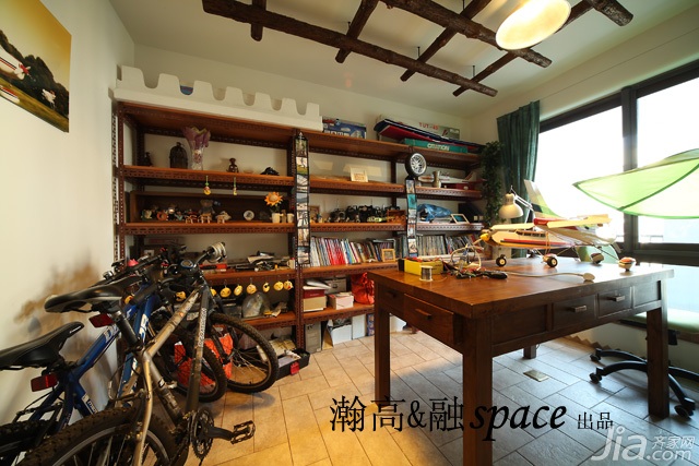 白色装修,公寓装修,简约风格,田园风格,小清新,书房,书架,书桌,灯具,瀚高&融设计