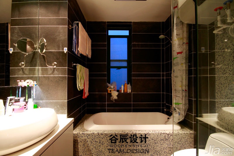褐色装修,谷辰设计,大气,三居室装修,富裕型装修,欧式风格,卫浴挂件,卫生间,洗手台