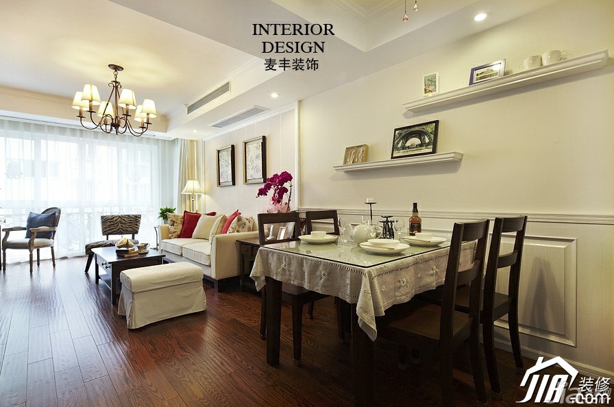 简约风格,美式风格,经济型装修,70平米装修,公寓装修,客厅,餐厅,灯具,沙发,餐桌