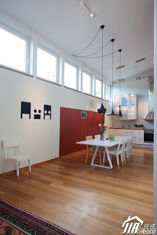 复式装修,富裕型装修,欧式风格,餐厅,餐桌,灯具