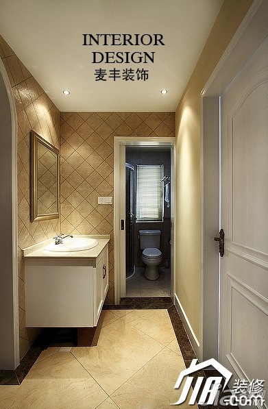 公寓装修,100平米装修,豪华型装修,美式风格,卫生间,洗手台