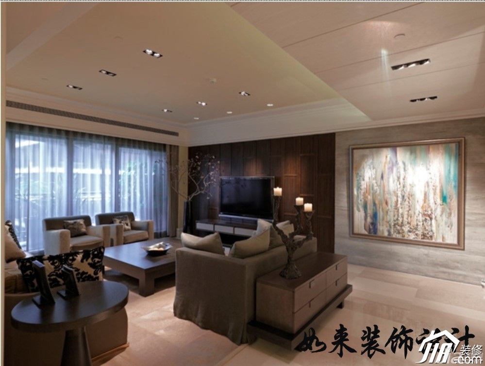 公寓装修,富裕型装修,简约风格,如来装饰,客厅,沙发,装饰画,原木色