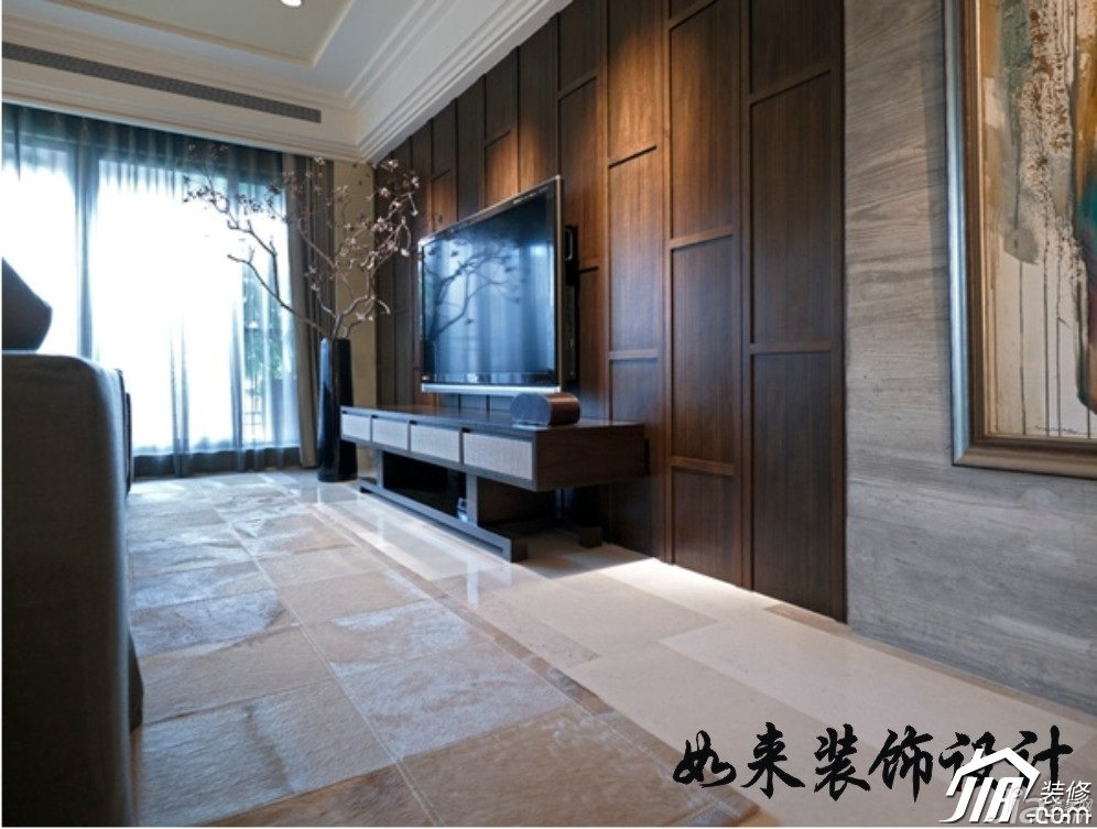 公寓装修,富裕型装修,简约风格,如来装饰,客厅,原木色,电视背景墙