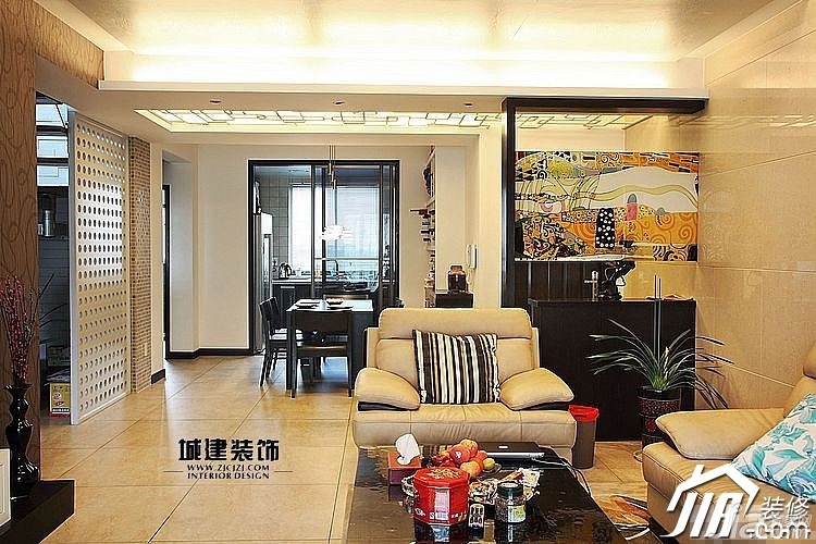 跃层装修,富裕型装修,简约风格,客厅,沙发,茶几,隔断,城建装饰