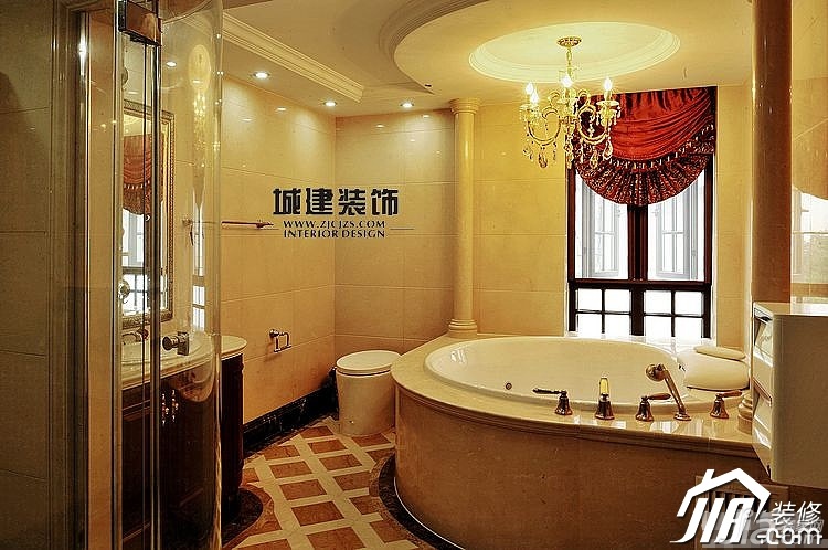 别墅装修,20万以上装修,新古典风格,卫生间,灯具,城建装饰